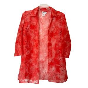 Coldwater Creek Coral Floral Sheer Jacket